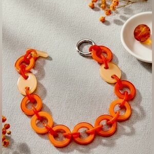 Chunky Statement Link Necklace Orange & Peach Acrylic Choker